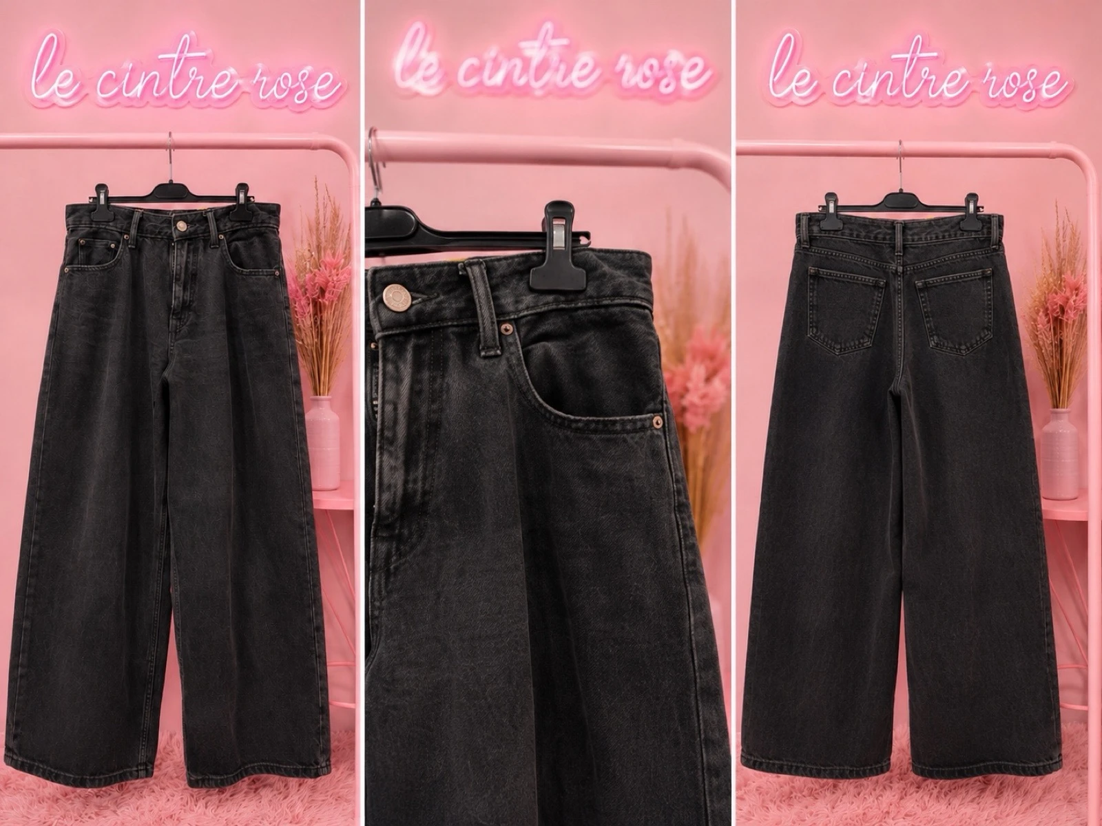 Jean noir large Stradivarius – Taille 38